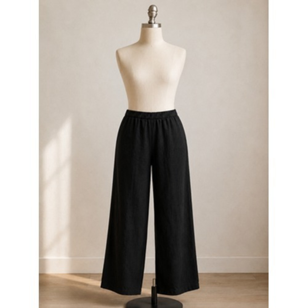 Ming Wang Dress Pants Womens Medium Black Knit Pull On Elastic Waist Stretch